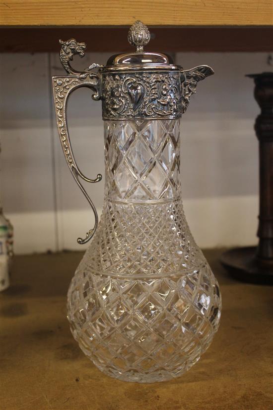 Victorian style silver mounted claret jug